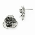 thumbnail image 1 of Sterling Silver Marcasite Flower Post Earrings - Measures 19x21mm Wide, 1 of 2