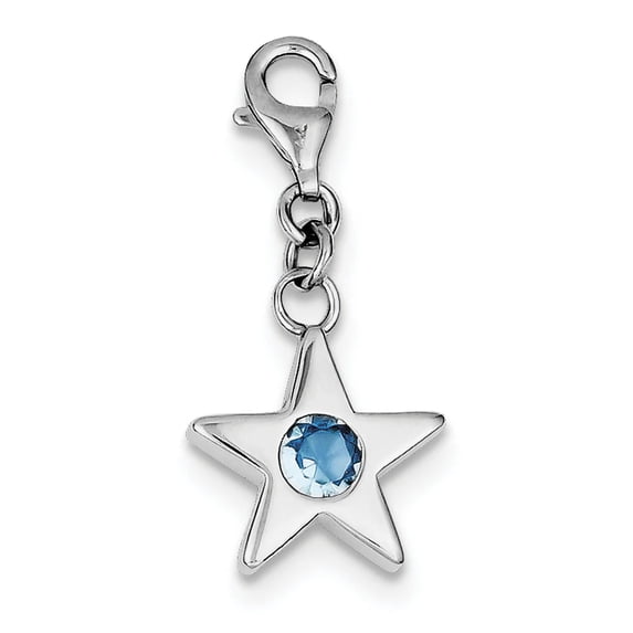 Sterling Silver March C.Z Birthstone Star Charm