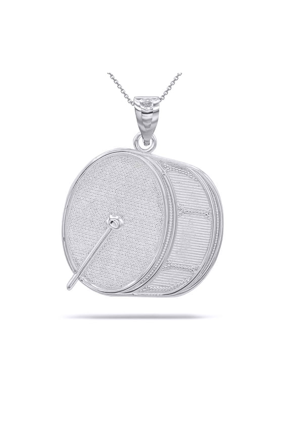Sterling Silver Marching Band Drum Pendant Necklace, 16"