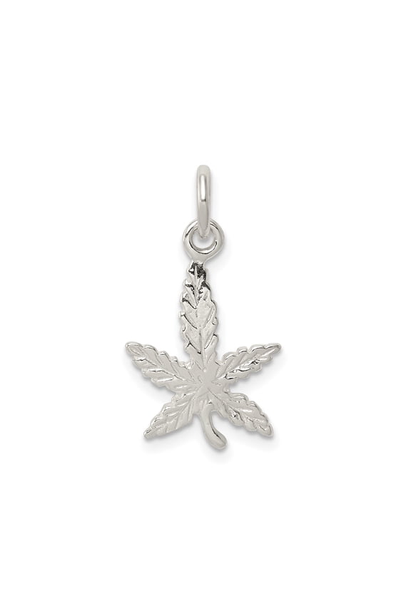 Sterling Silver Marijuana Leaf Pendant for Necklace or Bracelet, Unisex Cannabis Jewelry with Detail, Symbol of Nature, Freedom, and Boho Self-Expression