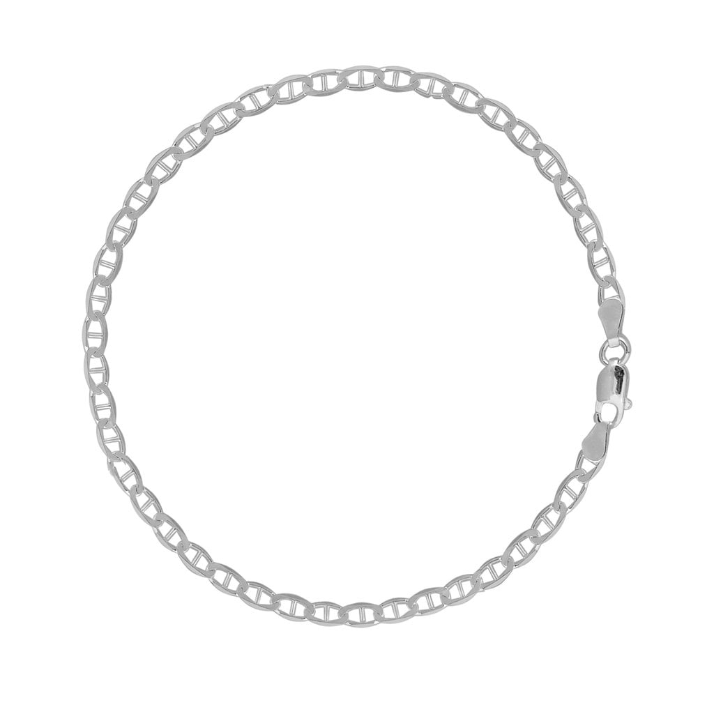 Sterling Silver Mariner Link Foot Chain Anklet 4 mm 10 Inches