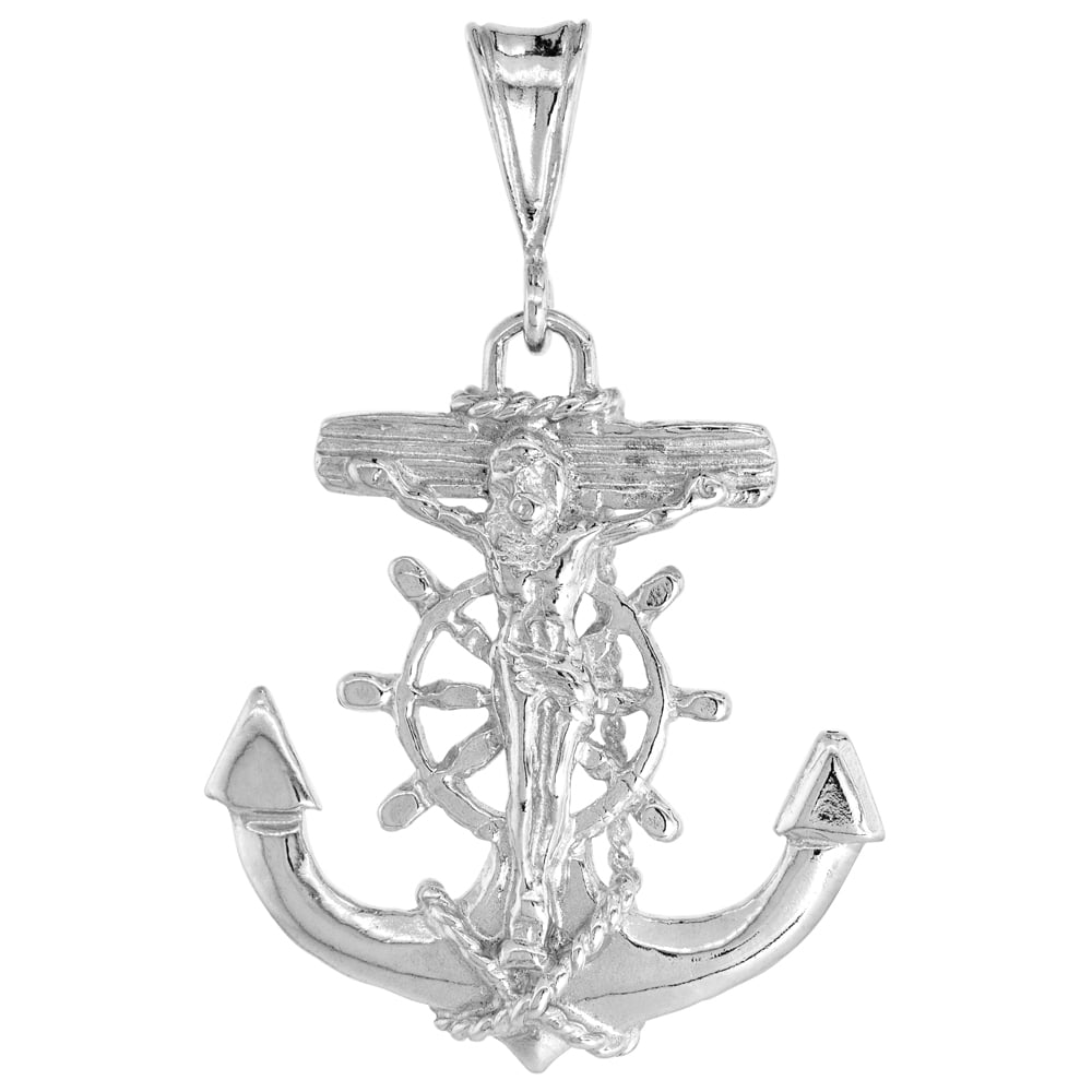 Sterling Silver Mariners Anchor Cross Pendant, 1 1/4 inch - Walmart.com