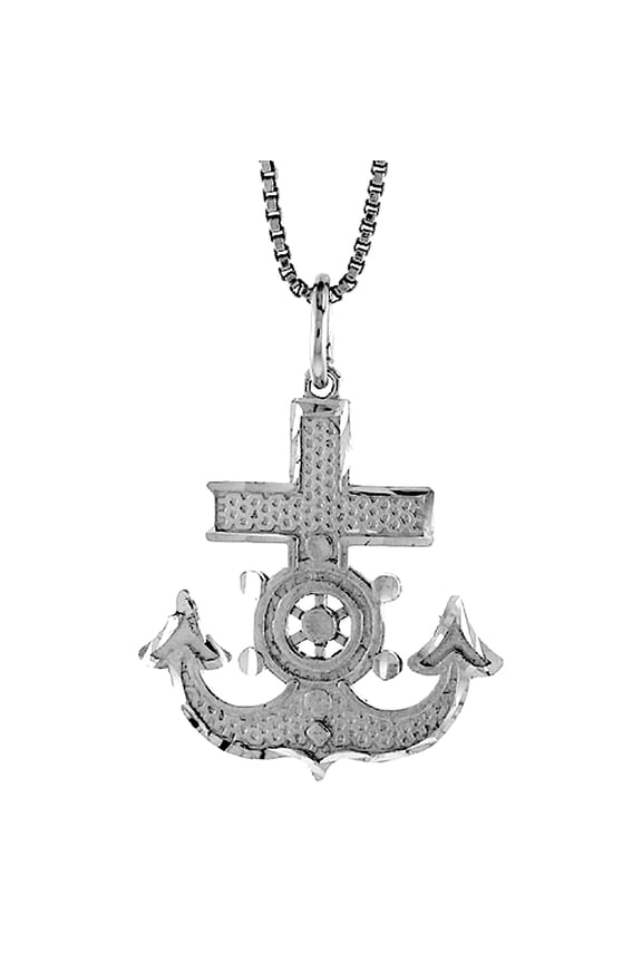Sterling Silver Mariners Anchor Cross Pendant, 1 inch