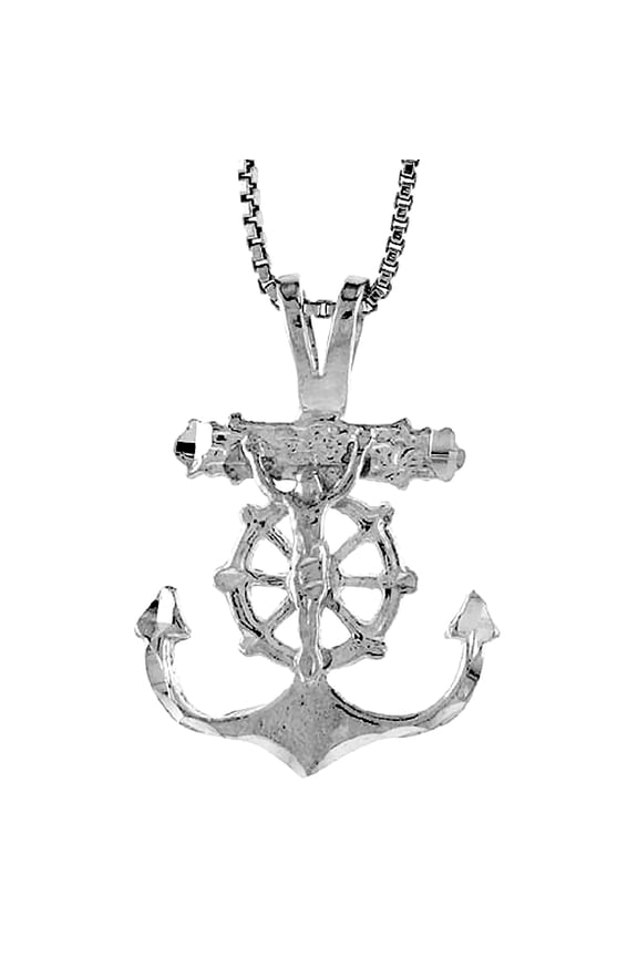 Sterling Silver Mariners Anchor Cross Pendant, 1 inch