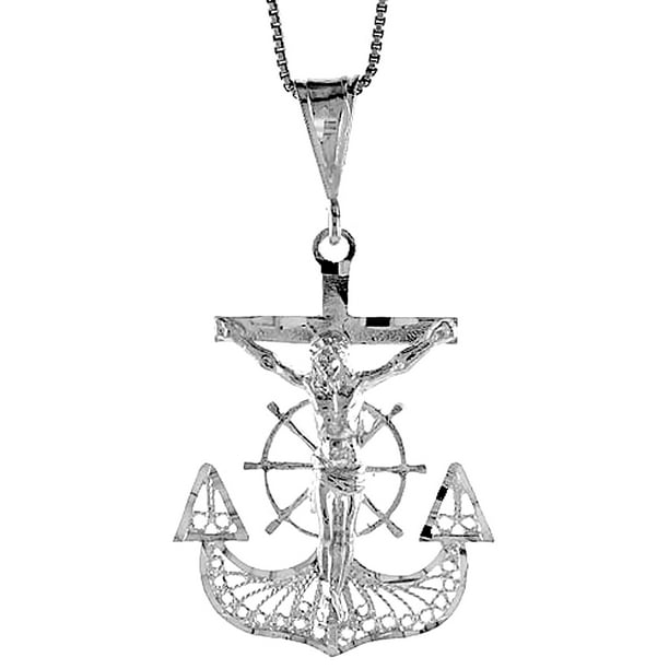 Sterling Silver Mariners Anchor Cross Pendant Filigree, 1 1/2 inch ...
