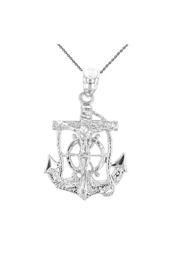 Sterling Silver Mariners Anchor Crucifix Pendant Necklace (Pendant with 18" chain)
