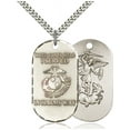 thumbnail image 1 of Sterling Silver Marines Pendant 1 1/2 x 3/4 inches with Heavy Curb Chain, 1 of 1