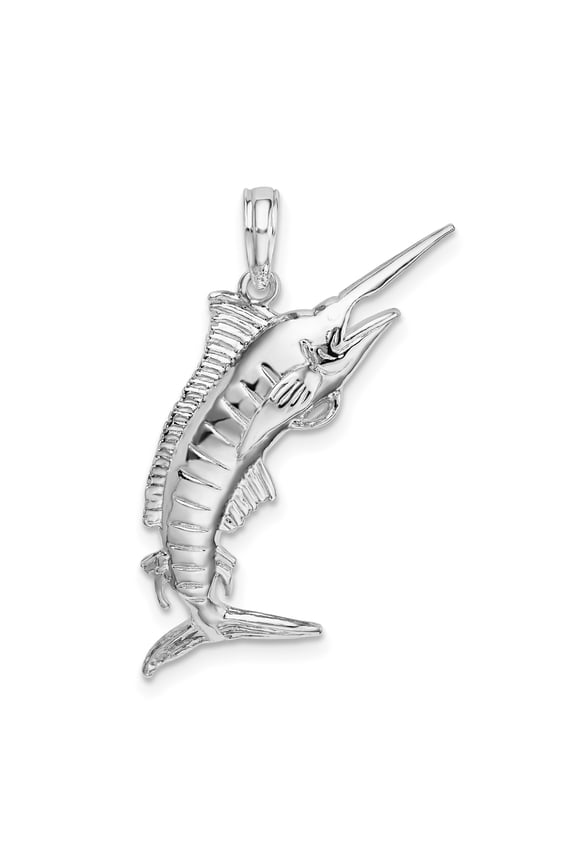Sterling Silver Marlin Fish Pendant Necklace for Men or Unisex with Nautical Ocean Design Symbolizing Strength and Adventure for Fishing and Marine Life Jewelry Collections