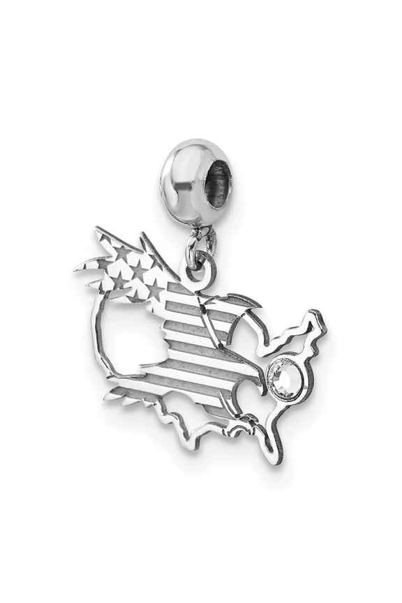 Sterling Silver MeMi America w/Swarovski Crystal Charm Pendant