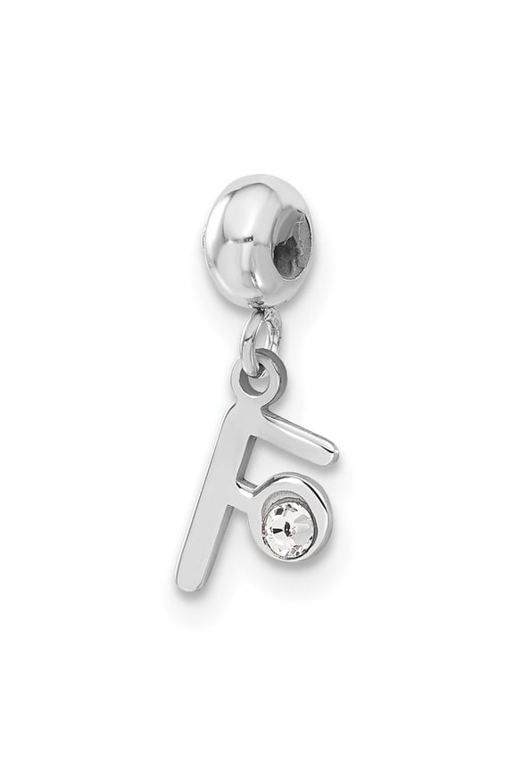 Sterling Silver MeMi Letter F w/Swarovski Crystal Charm Pendant