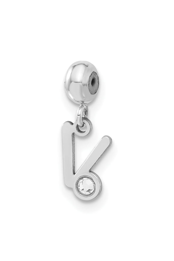 Sterling Silver MeMi Letter V w/Swarovski Crystal Charm Pendant