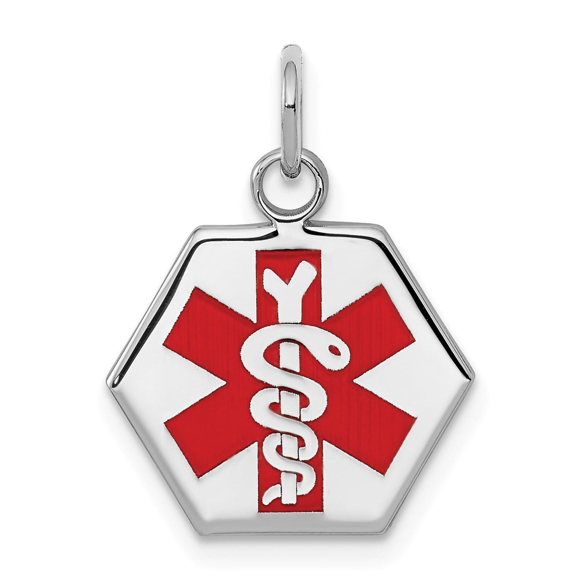 Sterling Silver Medical Alert Pendant Necklace with Red Star of Life ...