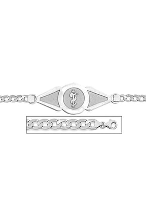 Sterling Silver Medical ID Bracelet W/ Curb Chain - 7 Inch