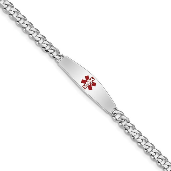 Sterling Silver Medical ID Bracelet With Curb Link - 6.3 Grams - 7 Inch - Lobster Claw