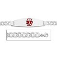thumbnail image 1 of Sterling Silver Medical ID Red Enamel Bracelet W/ Curb Chain - 7-1/2 Inch, 1 of 1