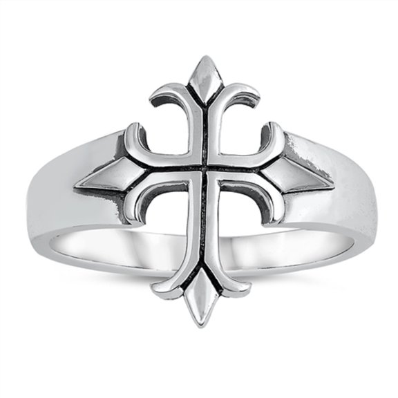 Sterling Silver Medieval Cross Ring Size 7