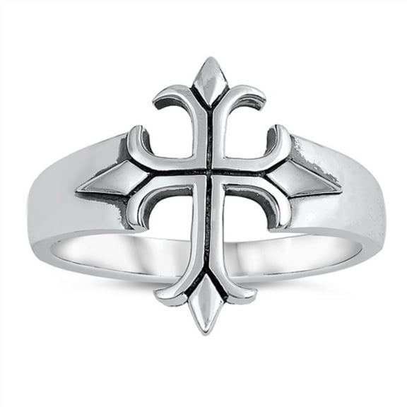 Sterling Silver Medieval Cross Ring Size 9
