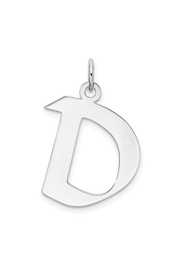 Sterling Silver Medium Artisan Block Initial D Charm
