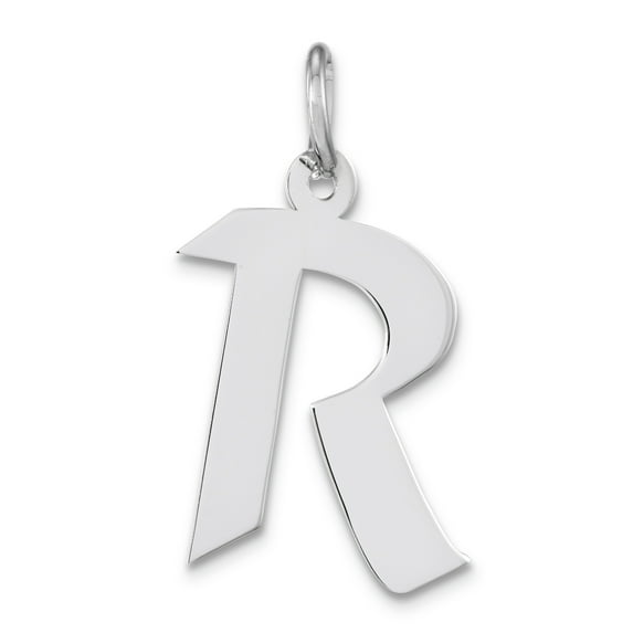 Sterling Silver Medium Artisan Block Initial R Charm