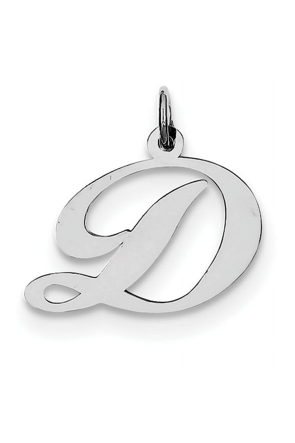 Sterling Silver Medium Fancy Script Initial D Charm