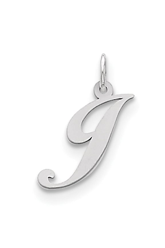 Sterling Silver Medium Fancy Script Initial J Charm