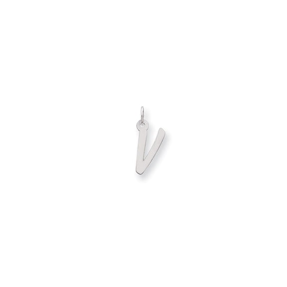 Sterling Silver Medium Initial V Charm Pendant
