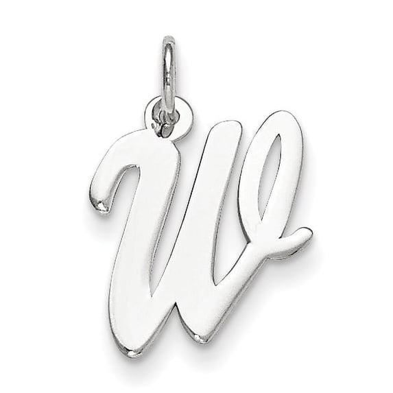 Sterling Silver Medium Script Initial W Charm