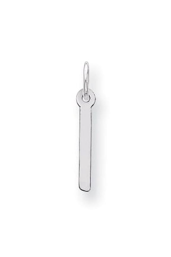 Sterling Silver Medium Slanted Block Initial I Charm Pendant