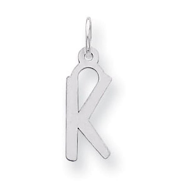 Sterling Silver Medium Slanted Block Initial K Charm QC5083K