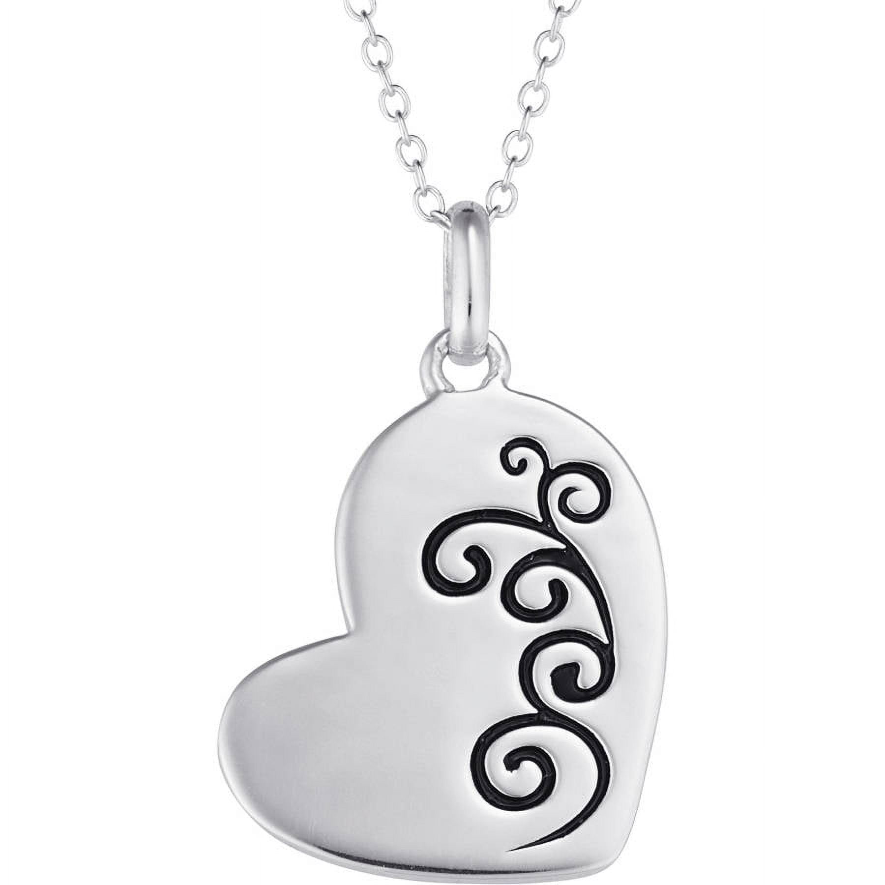 Sterling Silver Memorial Heart Pendant, 18"