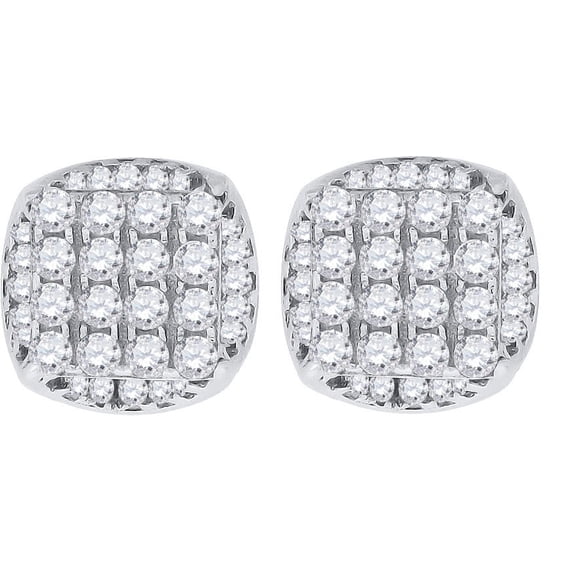 Sterling Silver Men Women Stud Earrings Cubic Zirconia 6mm