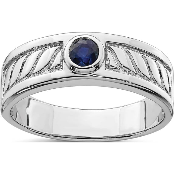Sterling Silver Men's Blue Sapphire Ring (Size 10) Made In Thailand qr6845-10