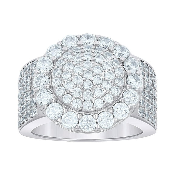 Sterling Silver Men's Cubic-Zirconia Cluster Round Head Fashion Bridal Anniversary Wedding Engagement Band Ring Size 12