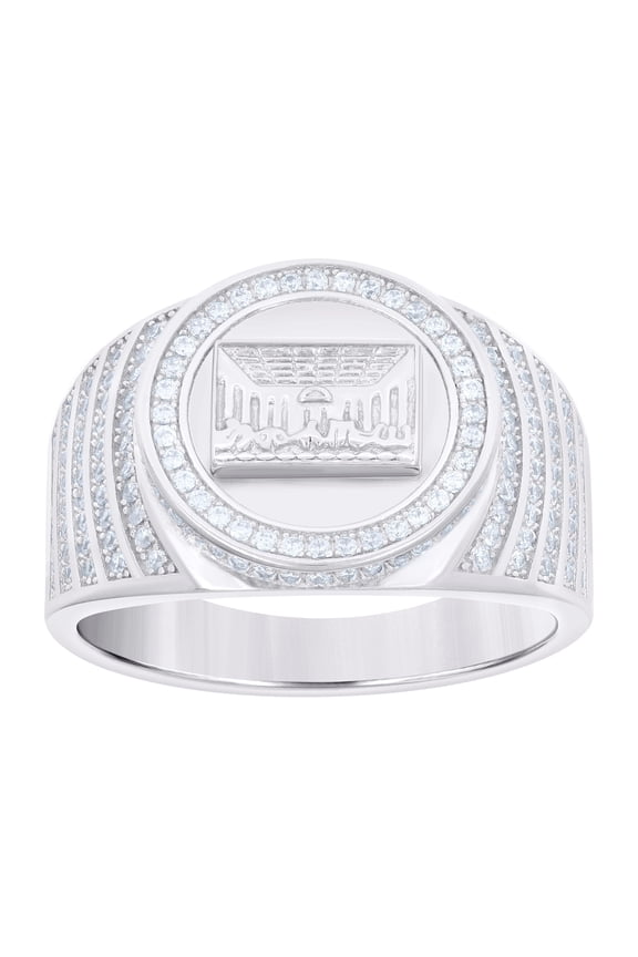 Sterling Silver Men's Cubic-Zirconia Last Supper Religious Bridal Anniversary Wedding Engagement Band Ring Size 10