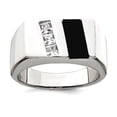 thumbnail image 1 of 925 Sterling Silver Solid Polished Mens Cubic Zirconia and Simulated Onyx Ring Size 10 4.35mm Wide Ring for Men, 1 of 3