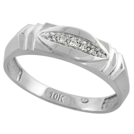 Sterling Silver Men's Diamond Band, w/ 0.03 Carat Brilliant Cut Diamonds, 1/4 in. (6mm) wide, Size 14