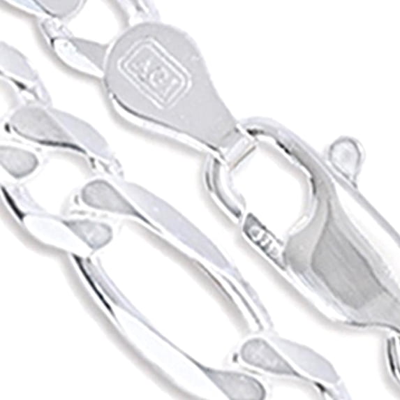 Sterling Silver Men's Diamond-Cut Figaro Link Chain 13.6mm Solid 925 Italy Necklace 24" Jewelry Female