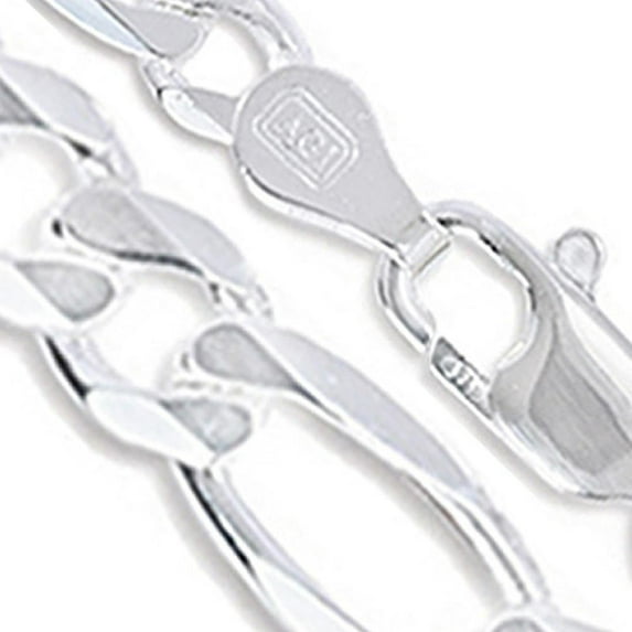 Sterling Silver Men's Diamond-Cut Figaro Link Chain 14.2mm Solid 925 Italy Necklace 22" Jewelry Female
