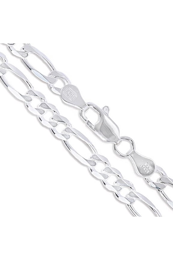 Sterling Silver Men's Diamond-Cut Figaro Link Chain 8.3mm Solid 925 Italy Bracelet 8" inch Jewelry Female