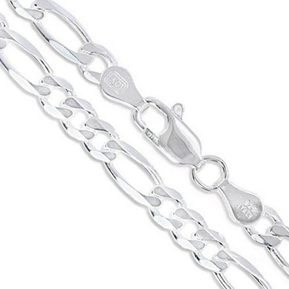 Sterling Silver Men's Diamond-Cut Figaro Link Chain 9.2mm Solid 925 Italy Necklace 24" Jewelry Female