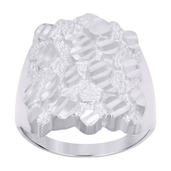 Sterling Silver Men's Diamond-Cut Nugget Fashion Bridal Anniversary Wedding Engagement Band Ring Size 12