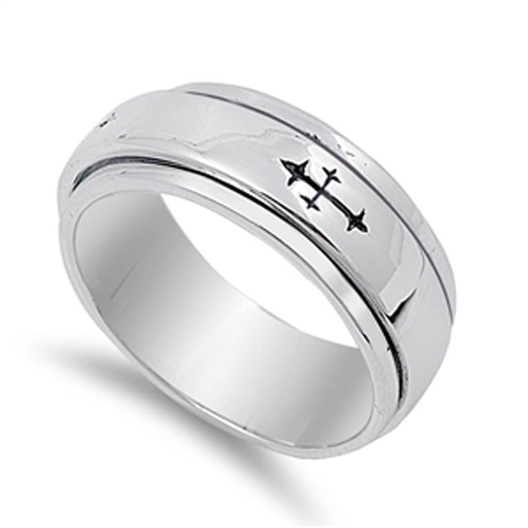 Spinning Sterling Silver Cross Ring – Mayas Gems