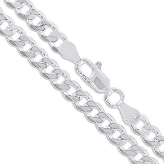 Sterling Silver Men's Heavy Curb Chain 6.8mm Solid 925 Italy Bracelet 9" inch Jewelry Female Unisex