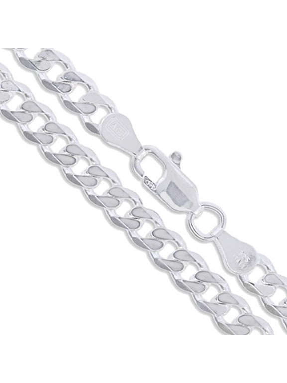 Sterling Silver Men's Heavy Curb Chain 8mm Solid 925 Italy Necklace 18" Jewelry Female Unisex