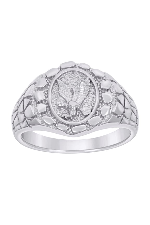 Sterling Silver Men's Nugget Eagle Bird Wildlife Bridal Anniversary Wedding Engagement Band Ring Size 10