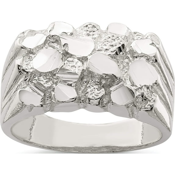 Sterling Silver Men's Nugget Ring (Size 10) Made In United States qr122-10