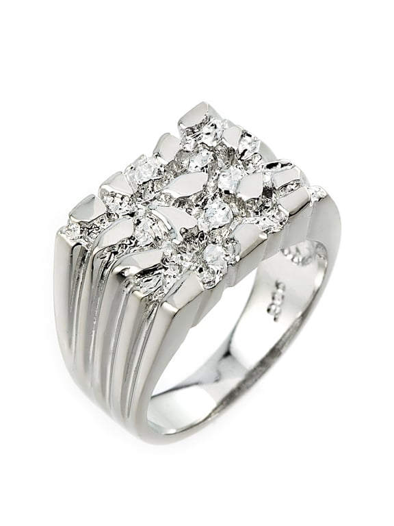 Sterling Silver Men's Nugget Ring- Size 14