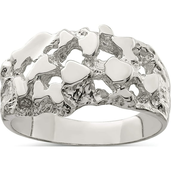 Sterling Silver Men's Nugget Ring (Size 9) Made In United States qr4444-9