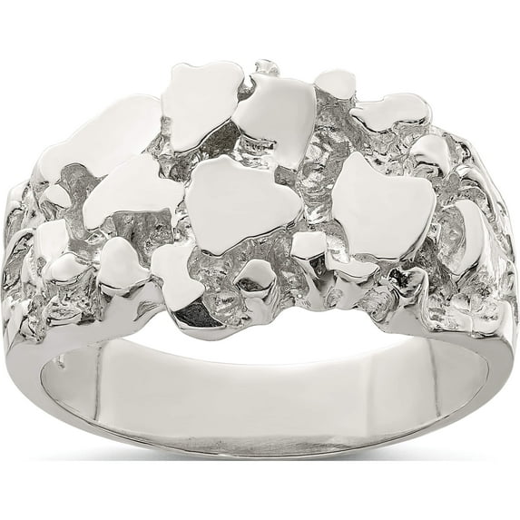 Sterling Silver Men's Nugget Ring (Size 9) Made In United States qr4449-9