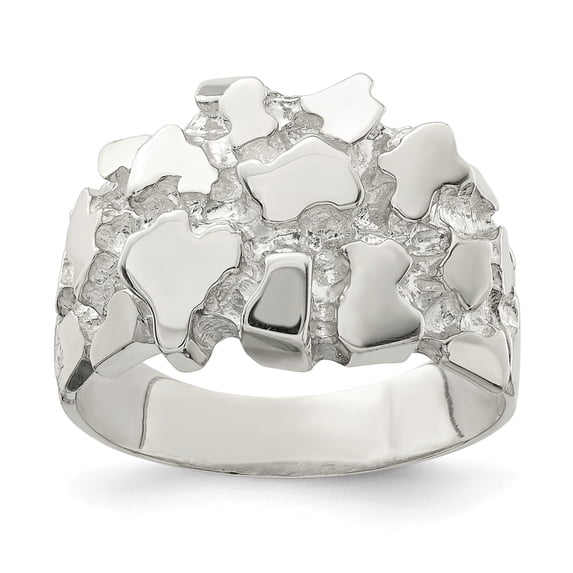 Sterling Silver Men's Nugget Ring - Size 9